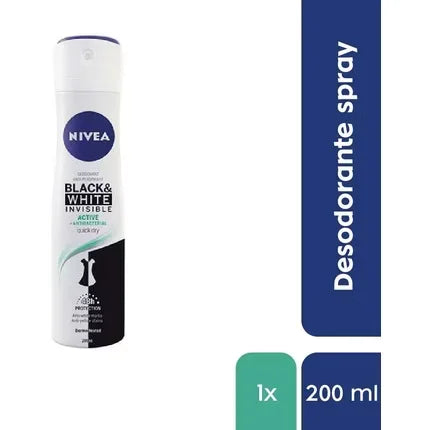 Nivea Black & White Invisible Active Deodorant Spray 200ml (Pack of 2)