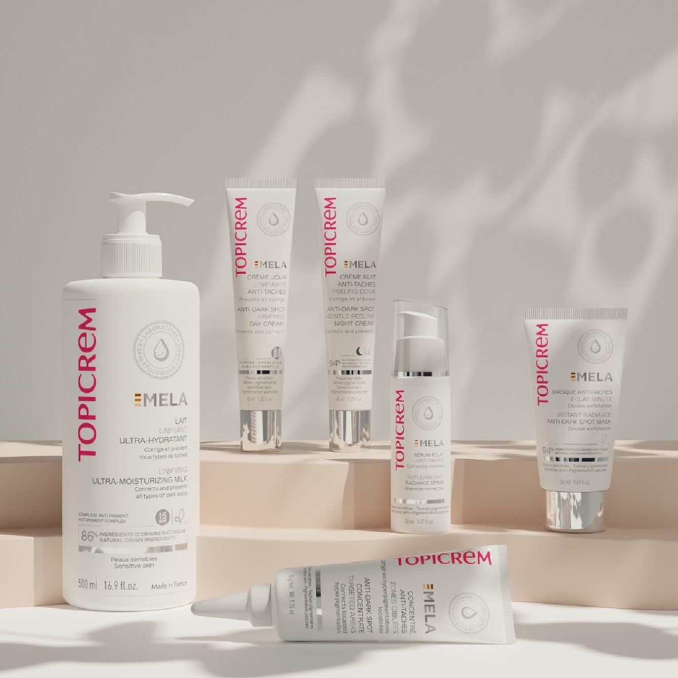 GIGATEMP Topicrem - Mela, Lait Unifiant Ultra Hydratant Corps - Hydrate 24h, Unifie le Teint, Corrige et Prévient l’Apparition des Taches Texture Onctueuse Peaux Sensibles Nouvelle Formule 500ml